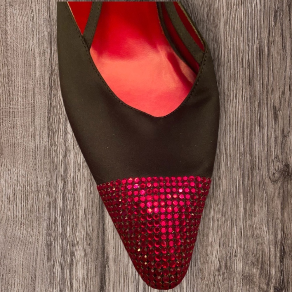 Vintage Lord and Taylor Sling Back Red Rhinestone Shoes. Size 7 - Picture 5 of 8